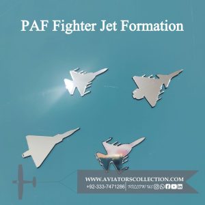 Pakistan Airforce Fighter Jets, J10 C, JF 17 Thunder, Mirage, Background is sky blue shade, Mirror cutouts of small aircraft Planes PAF